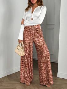 EURMUSE Quần ống rộng họa tiết hình học cổ điển giản dị - Nhiều màu - Xem 5