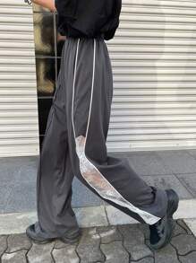 FRIFUL Quần thể thao chắp vá ren xám dành cho nữ, thiết kế thời trang cho mùa xuân và mùa hè - Xám - Xem 4