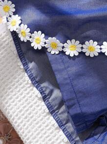 Babymeisje Lente & Zomer Beroep Korte Mouwen Bloemendecoratie Slip Romper