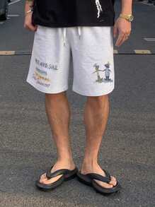 DAZY Men's Letter Print Grey Shorts, Spring/Summer - Grey - View 6