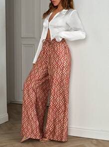 EURMUSE Quần ống rộng họa tiết hình học cổ điển giản dị - Nhiều màu - Xem 3