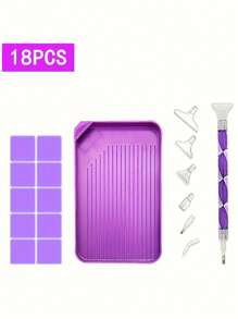 1 set Kit de pintura de diamantes 5D para adultos - Juego de manualidades DIY completo con herramientas multifuncionales, caja de bordado, bolígrafo ajustable, accesorios de precisión y solución de almacenamiento, material de plástico que incluye bolígrafo de punta de diamante, pinzas, pegamento y bandeja de plástico, etc. Adecuado para regalo de manualidades DIY para adultos.