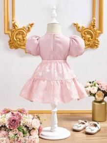 SHEIN Babygirl Summer Cute Floral Top & Skirt Set, Elegant - Pink - View 2