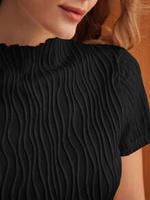 MOTF PREMIUM TEXTURED LETTUCE TRIM TOP - Black - View 2