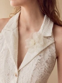 MOTF 蕾丝荷叶边下摆连衣裙