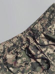 Manfinity Homme Men's Camo Print Drawstring Waist Casual Cargo Shorts - Multicolor - View 4