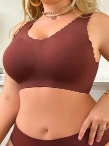 Plus Size Adhesive Wire-Free Bra For Women - Brown - View 5