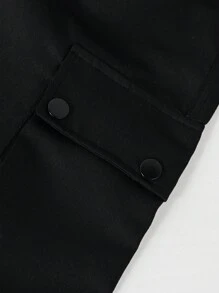 男童纯色工装口袋直筒休闲裤 - 黑色 - 查看 6