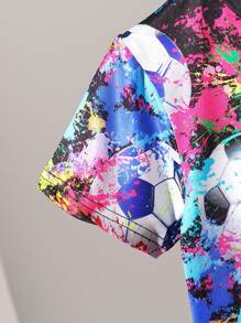 SHEIN Áo thun tay ngắn phong cách đơn giản thường ngày cho bé trai, mặc hàng ngày - màu đen - Xem 4