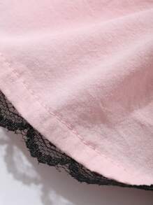 DAZY Young Girl's Casual 2 Pieces Set With Trimmed Round Neck Top And Pants - Pink - View 3