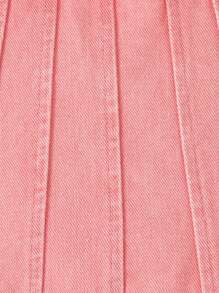 SHEIN Infant/Baby Girls' Fashion Sweet Streetwear Pink Washed Denim Top With Star Print, Matching Printed Shorts Set, Summer - Pink - View 3