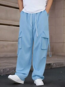 Manfinity Hypemode Men's Simple Fashion Casual Daily Pants - Baby Blue - View 4