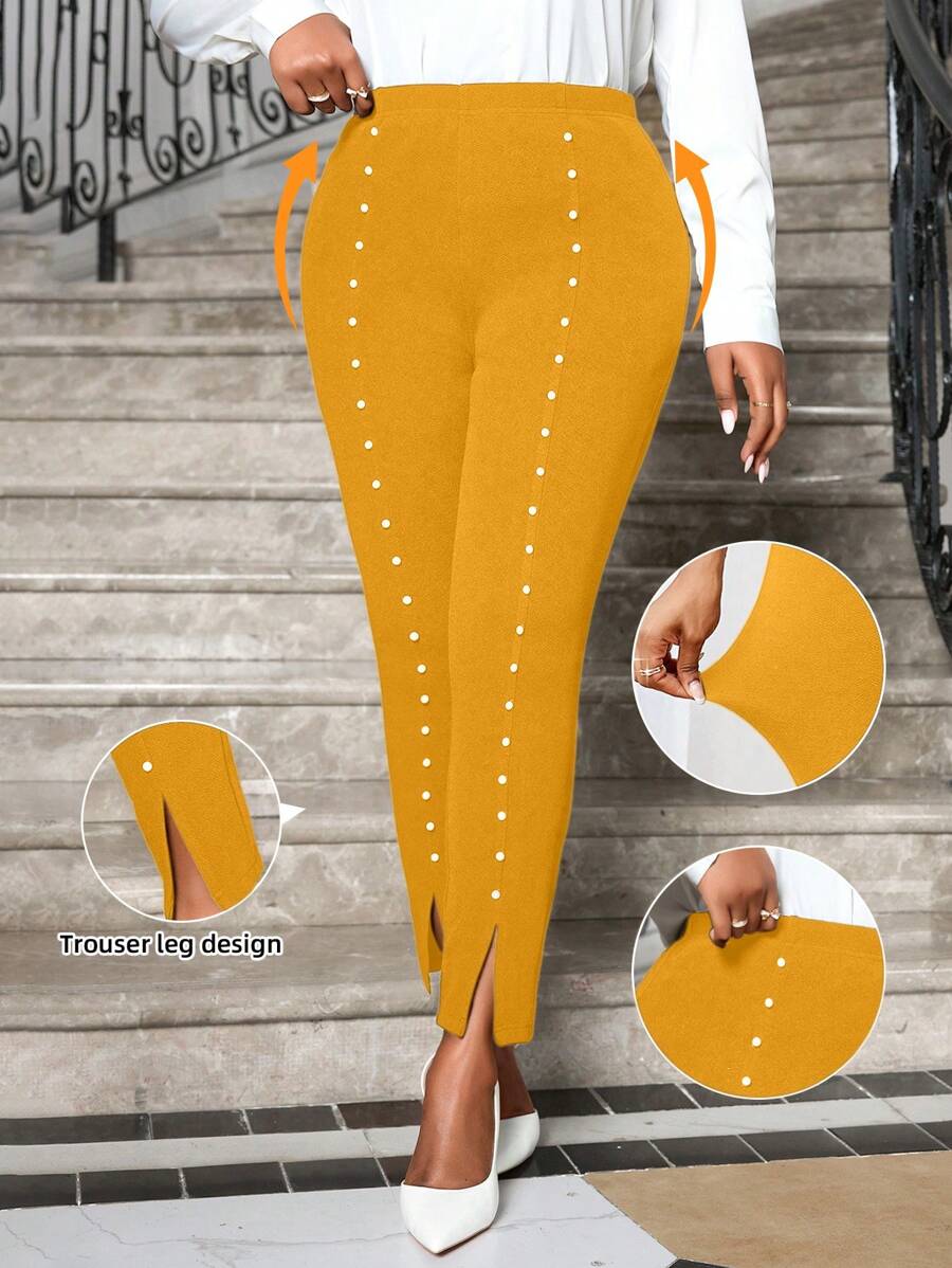 SHEIN Lady Plus Size Casual Pants, Minimalist Style For Daily Wear