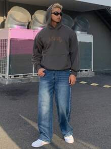 DAZY Grey Men's Hoodie With Letter Print, Spring Winter - Grey - View 6