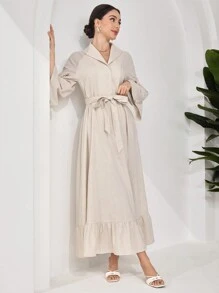 Veilorie Vestido largo estilo árabe tradicional de estilo kaftan con mangas adornadas de perlas para mujeres