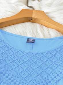 SHEIN LUNE Áo ba lỗ cổ tròn rộng rãi thường ngày đa năng cho nữ cỡ lớn - Màu xanh lam - Xem 6