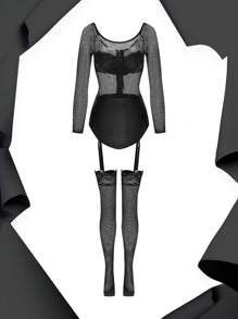 Disfraz de lencería cómoda y transparente de mujer de oficial de policía - Negro - Ver 2