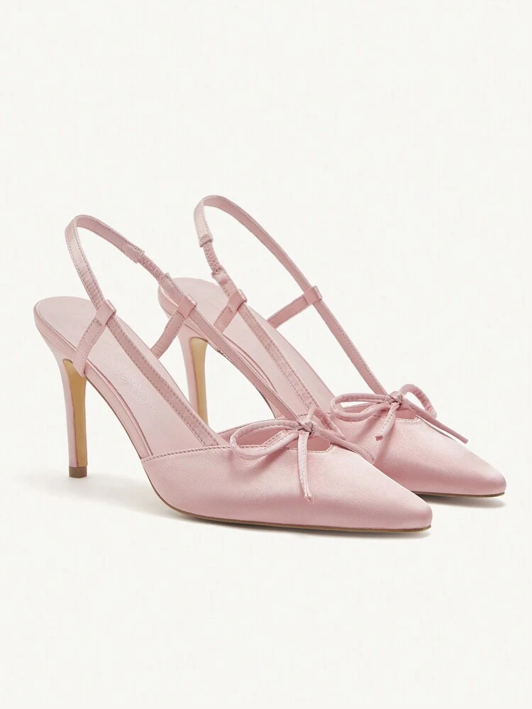 CUCCOO CHICEST Women's Pointed Toe Bowknot Stiletto High Heels, Elegant, Sweet, Romantic, Minimalist Light Pink Satin Ladies' Pumps, Shoes, Formal Dress Shoes For Afternoon Tea, Date, Fashion Party, Work Outfit, Graceful Styling, Versatile Basic, Halloween For Christmas Elegant Shoes Wedding Shoes Summer Shoes Bride Shoes
