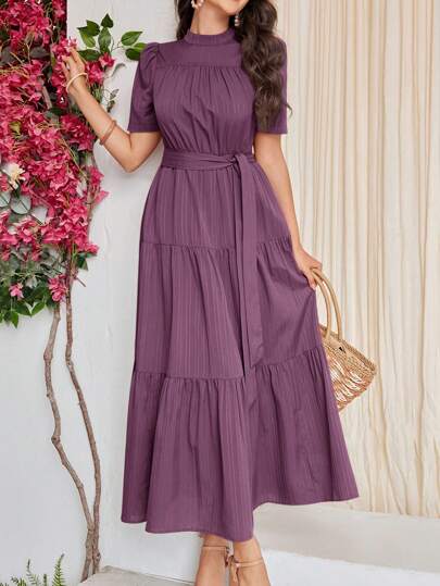 Seusyu Women's Simple Arab Style Casual Daily Dress