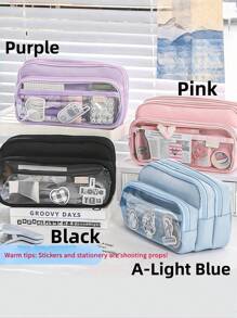 1 Pieza Bolsa de Papelería de Gran Capacidad de 21.5Cm*9.8Cm*12.5Cm, Bolsa de Lápices Creativa, Bolsa de Almacenamiento de Lápices y Bolígrafos, Bolsa de Almacenamiento Portátil de Cosméticos, Bolsa de Lápices Esencial para Volver a la Escuela, Adecuada para Oficina, Útiles Escolares, Regalos de Cumpleaños, Variedad de Colores, Volver a la Escuela, Útiles Escolares