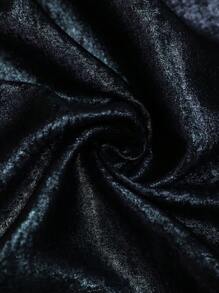 SHEIN Clasi 大码女式纯色金属印花圆领短袖 A 字型优雅派对春夏连衣裙 - 黑色 - 查看 3