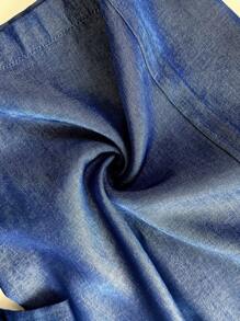 SHEIN EZwear 蓝色直筒大码裤，简约时尚的休闲日常装