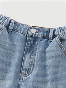 Coolqubz Denimly Tween Boy 休闲日常都市街头风格印花松紧腰拉链口袋工装裤