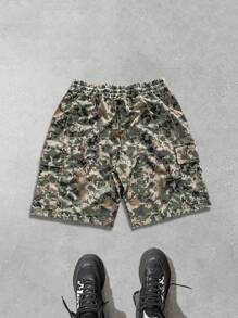 Manfinity Homme Men's Camo Print Drawstring Waist Casual Cargo Shorts - Multicolor - View 2