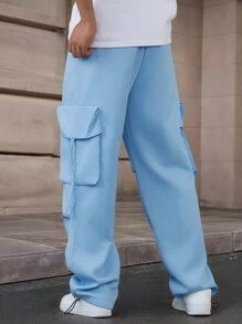 Manfinity Hypemode Men's Simple Fashion Casual Daily Pants - Baby Blue - View 2