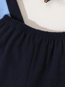 2 pièces/Set Polo à manches courtes avec demi-zip et bloc de couleur & Short pour Tout-petits Garçons, Tenues décontractées d'été pour sortie et port quotidien - bleu indigo - Voir 3