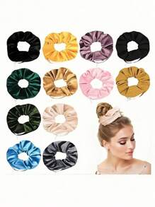 SHEIN 1 pieza Coletero de bolsillo con cremallera oculta, coletero de terciopelo con bolsillo con cremallera, élastico de pelo con bolsillo secreto para efectivo, llaves, lápiz labial, bandas élasticas para el cabello de mujer, organizador de estilo minimalista para vacaciones, organizador de maquillaje de gran capacidad para lápiz labial, brochas, cuidado de la piel, teléfono móvil, monedas, pequeños artículos, vibraciones bohemias