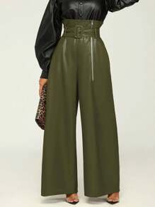 INAWLY 女式修身时尚 PU 皮革长裤，春夏