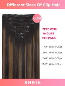 7PCS Straight Clip In Hair Extensions 100% Real Human Hair 14-24 Inch 115G Double Weft Invisible Clip Hair Extensions Remy Natural Human Hair For Women Girls Daily Use - S1B/6/1B - View 3