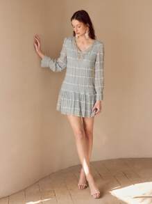 MOTF PREMIUM 纹理串珠细节连衣裙