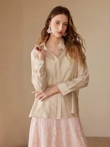 MOTF PREMIUM CAMISA LIGERA CON DETALLES DE RHINESTONES