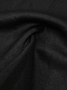 Rometta Plus Size Women's Solid Color Overlapping V-Neck Lantern Sleeve Side Tied Satin Dress Fall Cloth For Women - Black - View 7