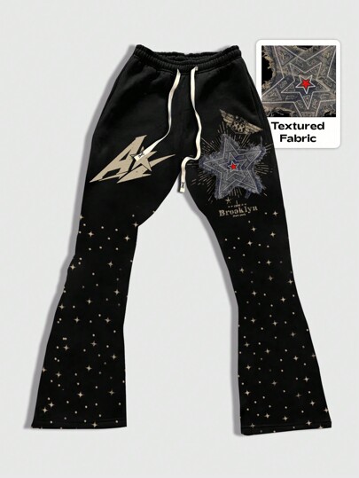 Grunge Punk بنطلون ذو ساق متسعة باللون الأسود، بدون رقعات - BT، للرقص والحفلات