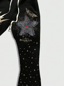 ROMWE MEN Street Life Black Flare Leg Pants, No Patchwork - BT, For Rave - Black - View 4