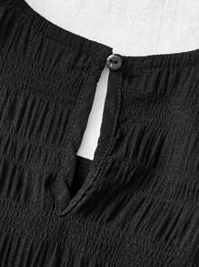 SHEIN 2pcs Baby Girl Ruffle Trim Black Top And Elastic Waist Shorts Set, Summer Mommy And Me Matching Outfits (2 Sets Sold Separately)