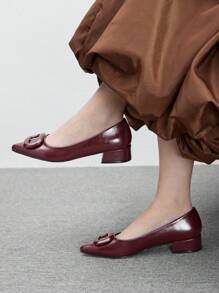 CUCCOO BIZCHIC New Retro Fashion Versatile Simple Commuting Women Shoes Spring Shoes Spring Break Easter - Burgundy - View 3