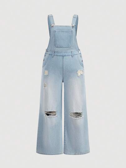 SHEIN MOD 大码夏季春季休闲破洞牛仔工装裤，春季 Y2K 服装