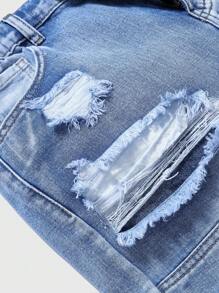 Teenage Boys' New Applique Patchwork Ripped Skinny Fit Distressed Denim Jeans - Light Wash - View 7