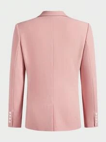Manfinity VCAY 2pcs Fitted Single-Breasted Collar Casual Suit Set, Suitable For Everyday Wear - Baby Pink - View 6