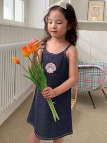 DAZY Young Girls Denim Dress, Autumn - Blue - View 4