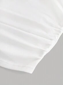 Girlism Conjunto de 2 piezas para adolescentes: Camiseta de punto con hombros oblicuos en rosa y blanco, y falda A-line de malla de punto floral en rosa, apropiado para vacaciones, fiestas, ceremonias de graduación y almuerzos