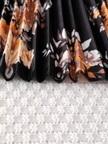 SHEIN 年轻女孩时尚牛仔拼布印花褶皱下摆度假二合一连衣裙 - 彩色 - 查看 8