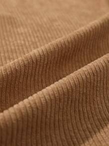 Manfinity Homme Men Plus Size Color Block Collar Long Sleeve Single-Breasted Jacket , Corduroy, Thermal Lined Jacket - Khaki - View 7