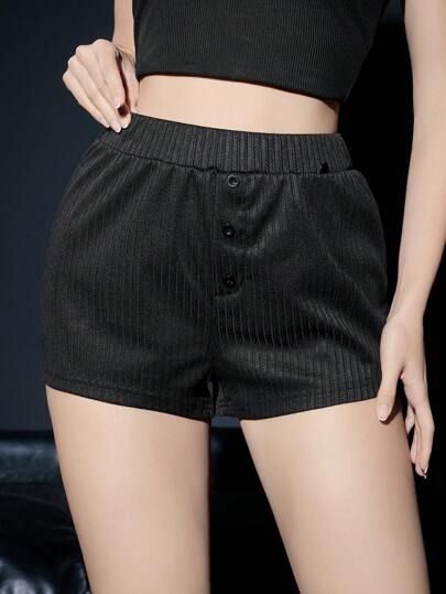 Grunge Punk Dark Punk Star Jacquard Skinny Shorts