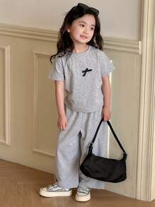 Dazy Kids 2pcs/Set Young Girl Fall Outfits - Grey - View 2