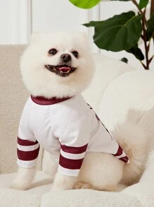 PETSIN 1 pieza Vintage Rayas Blanco Letras y Números Gráfico Chaleco para Mascotas Gatos Perros, Diseño Fresco Casual Transpirable y Cómodo